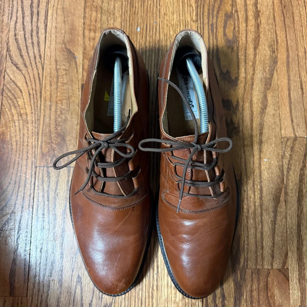 Urban Trends Mens Cognac Brown Leather Lace Up Dress Shoes Made in Italy Size 13